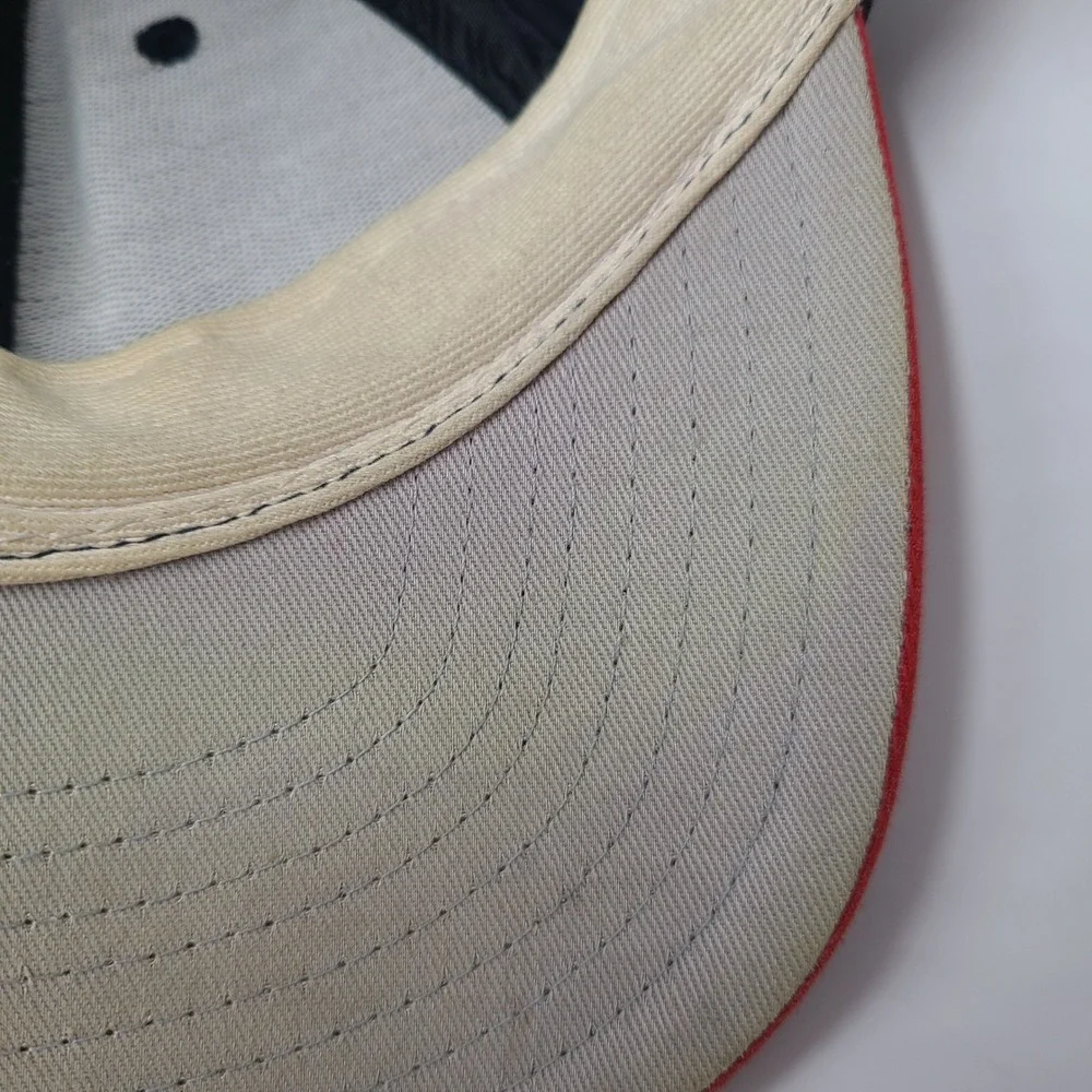 Vintage Atlanta Braves Hat Snapback (Fits Small) New Era Blue Red Distressed MLB